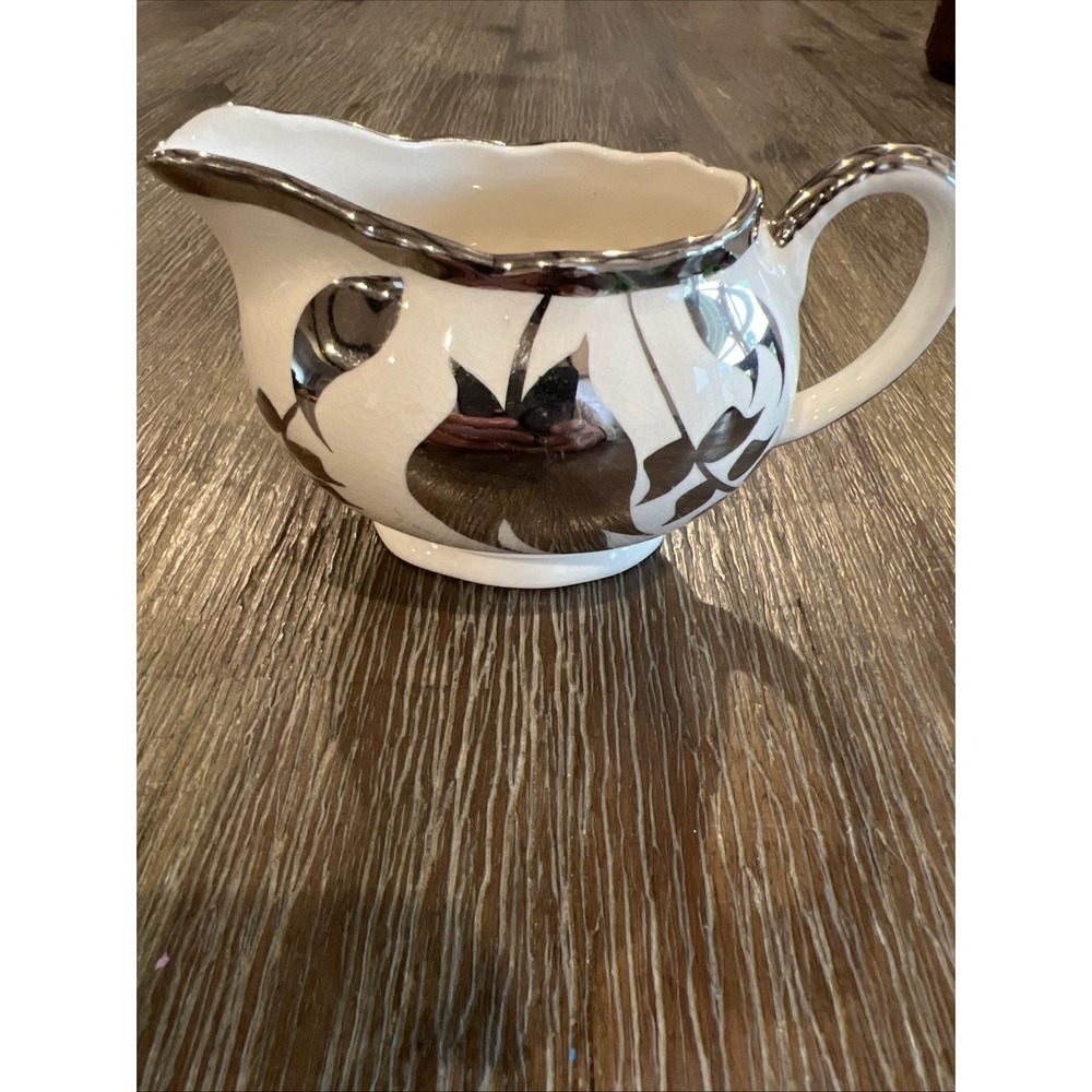Vintage Lancaster Sandland Hanley Staffordshire England Creamer Dish W/ Silver